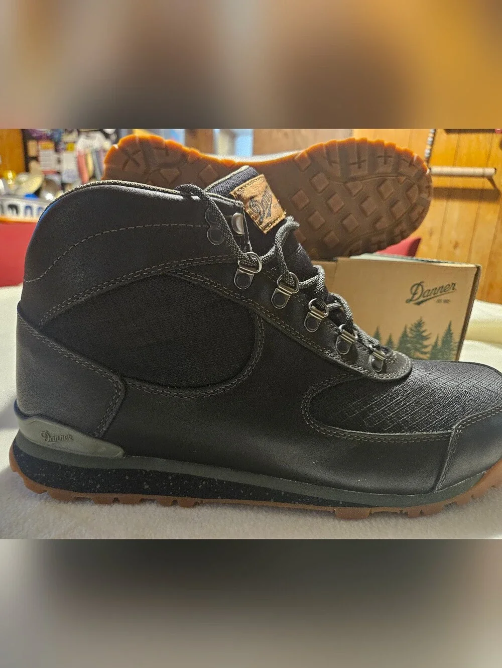 Danner Black and Brown Lace-Up Hiking Boots